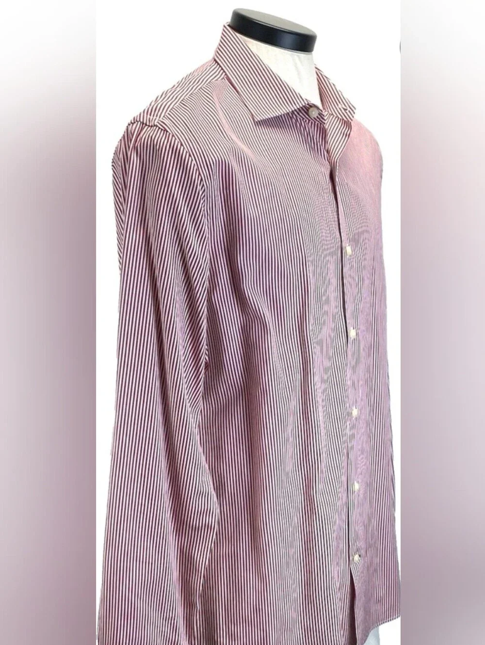 Banana Republic Men's Red Striped Dress Shirt - Classic Button-Up - XL